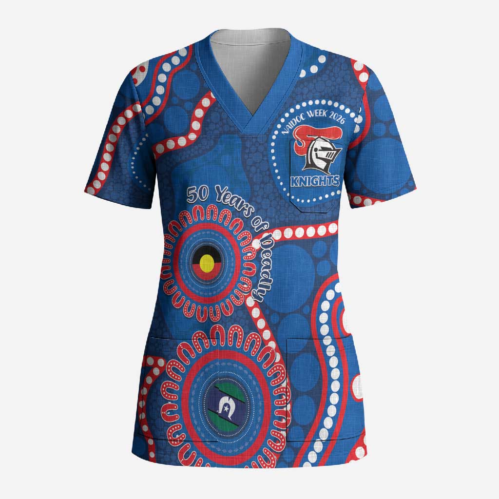 Knights NAIDOC Week 2026 Personalised Scrub Top 50 Years of Deadly Aboriginal Art
