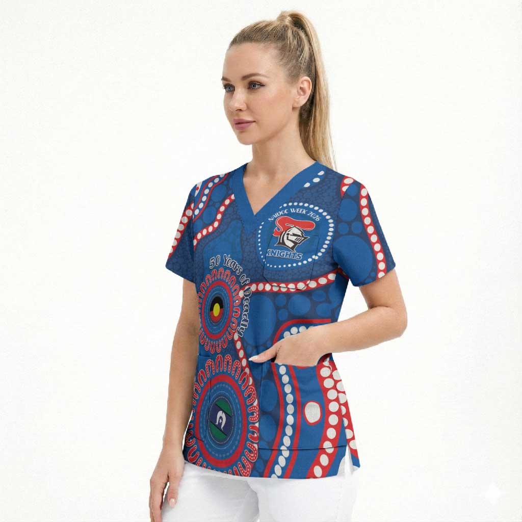 Knights NAIDOC Week 2026 Personalised Scrub Top 50 Years of Deadly Aboriginal Art