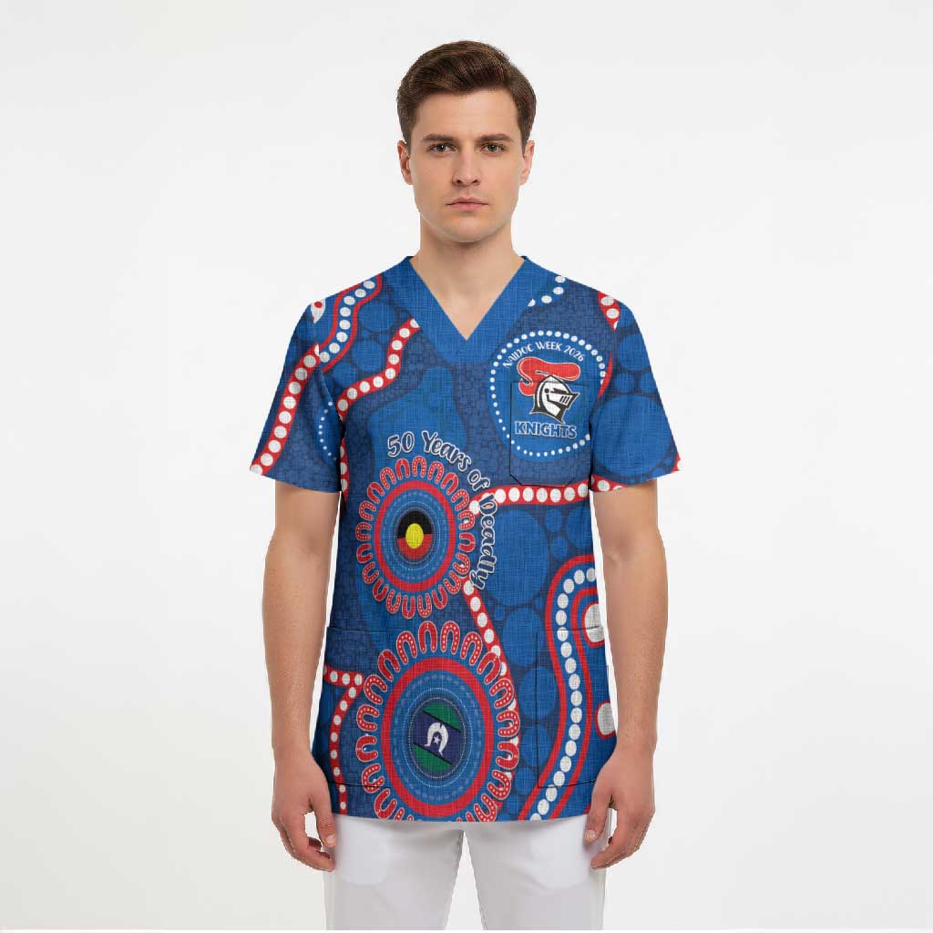Knights NAIDOC Week 2026 Personalised Scrub Top 50 Years of Deadly Aboriginal Art