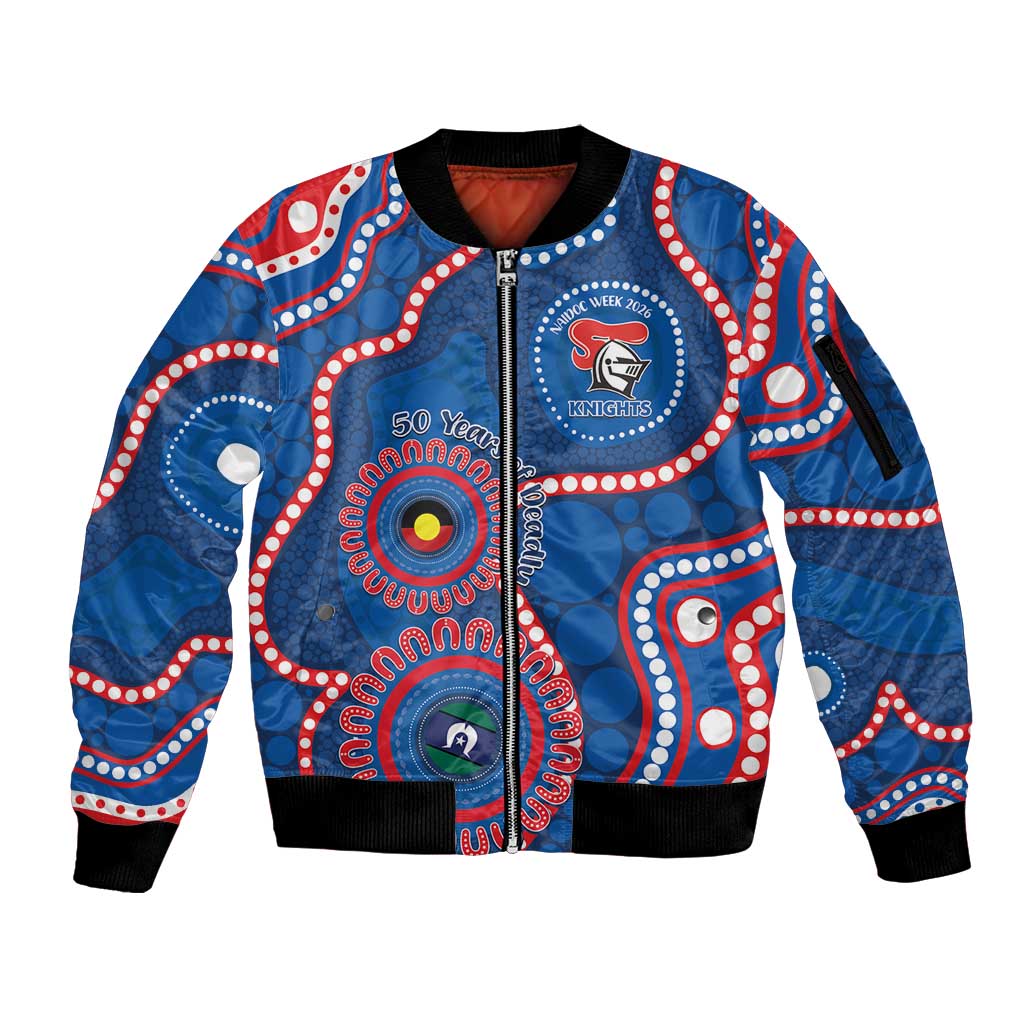 Knights NAIDOC Week 2026 Personalised Sleeve Zip Bomber Jacket 50 Years of Deadly Aboriginal Art