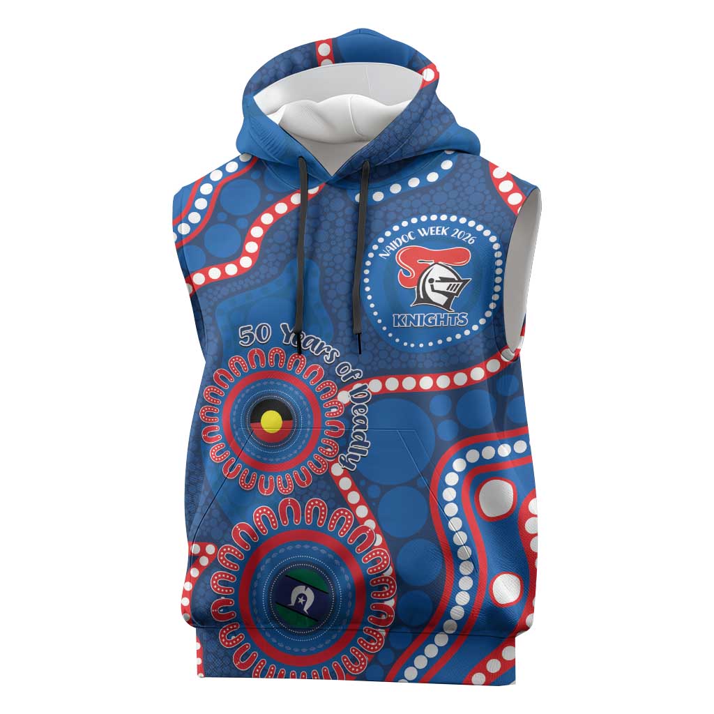 Knights NAIDOC Week 2026 Personalised Sleeveless Hoodie 50 Years of Deadly Aboriginal Art