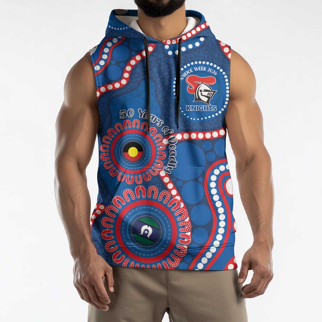 Knights NAIDOC Week 2026 Personalised Sleeveless Hoodie 50 Years of Deadly Aboriginal Art