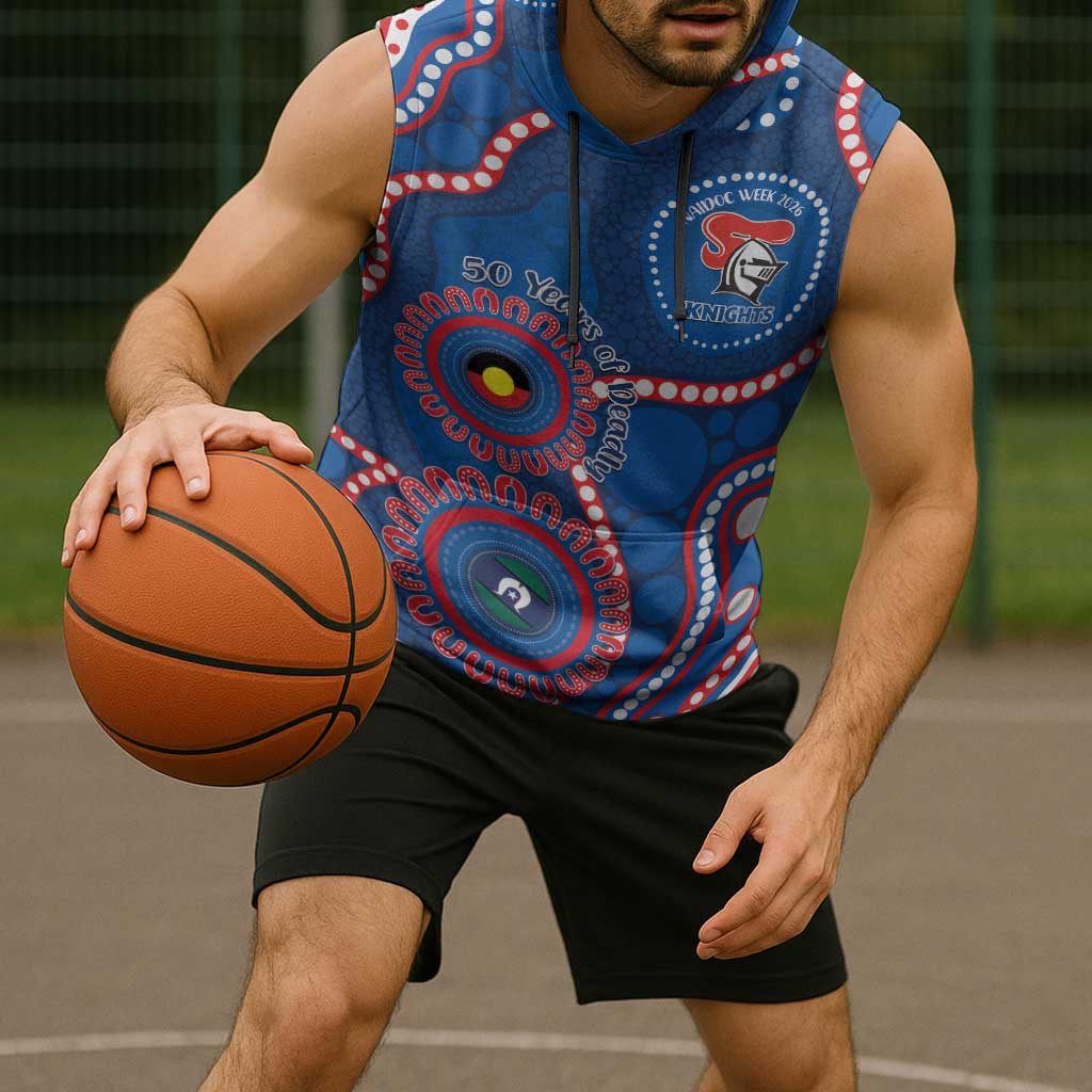 Knights NAIDOC Week 2026 Personalised Sleeveless Hoodie 50 Years of Deadly Aboriginal Art
