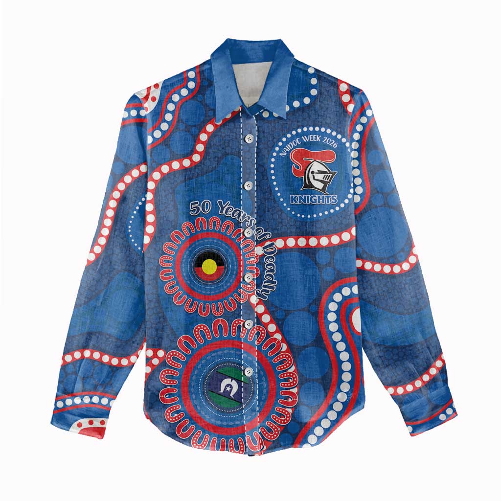 Knights NAIDOC Week 2026 Personalised Women Casual Shirt 50 Years of Deadly Aboriginal Art