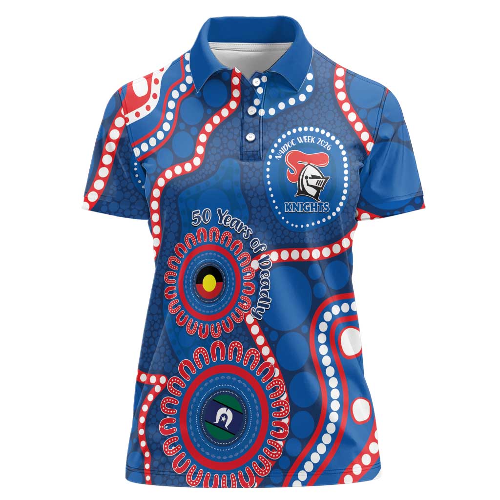 Knights NAIDOC Week 2026 Personalised Women Polo Shirt 50 Years of Deadly Aboriginal Art