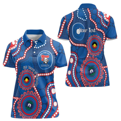 Knights NAIDOC Week 2026 Personalised Women Polo Shirt 50 Years of Deadly Aboriginal Art