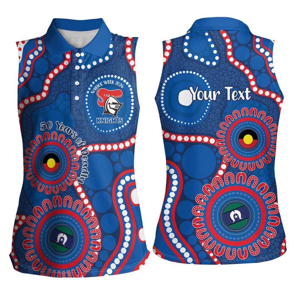 Knights NAIDOC Week 2026 Personalised Women Sleeveless Polo Shirt 50 Years of Deadly Aboriginal Art