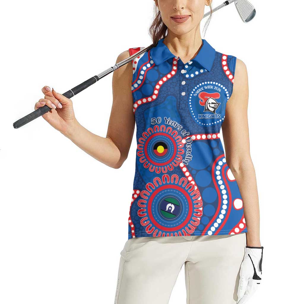 Knights NAIDOC Week 2026 Personalised Women Sleeveless Polo Shirt 50 Years of Deadly Aboriginal Art