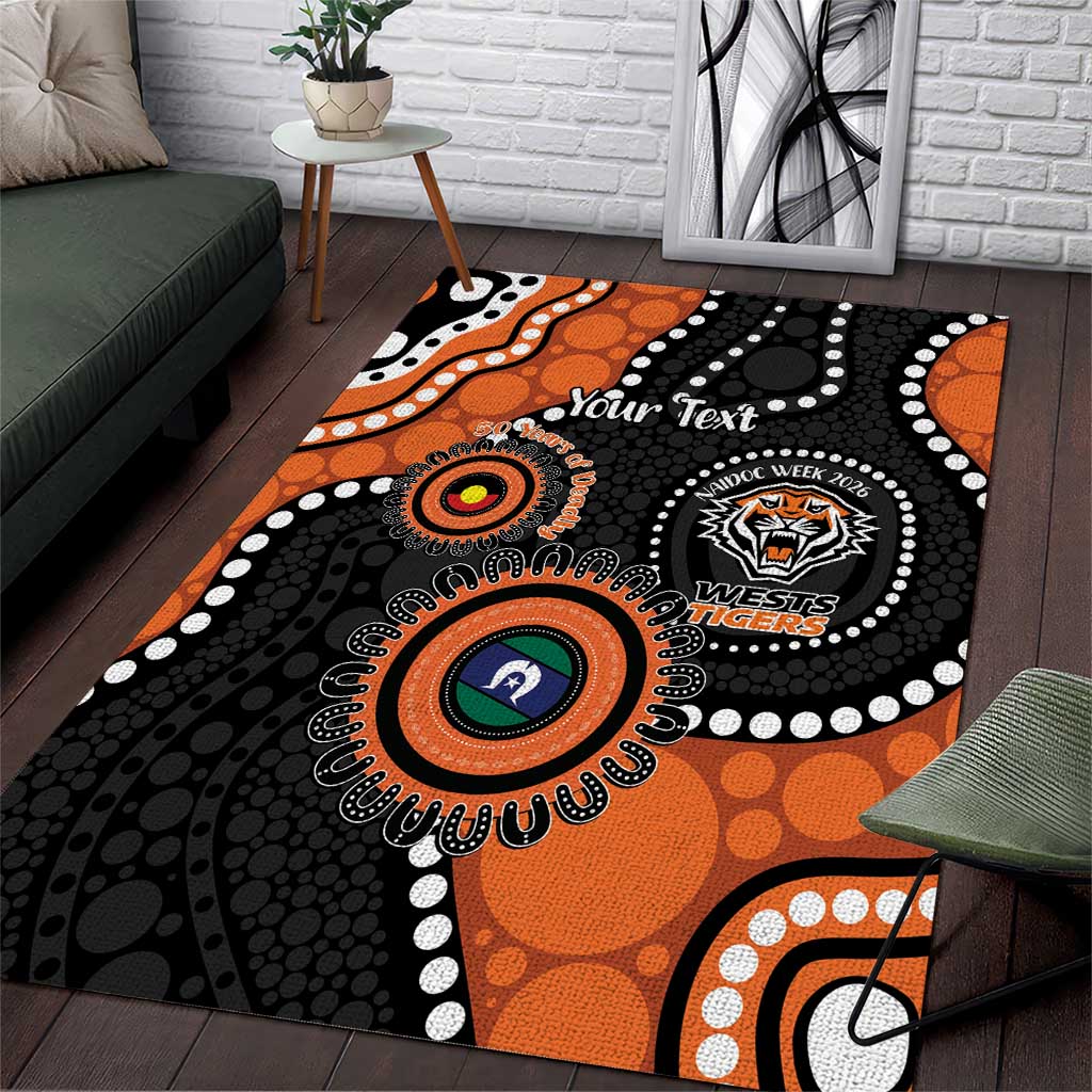 Tigers NAIDOC Week 2026 Personalised Area Rug 50 Years of Deadly Aboriginal Art