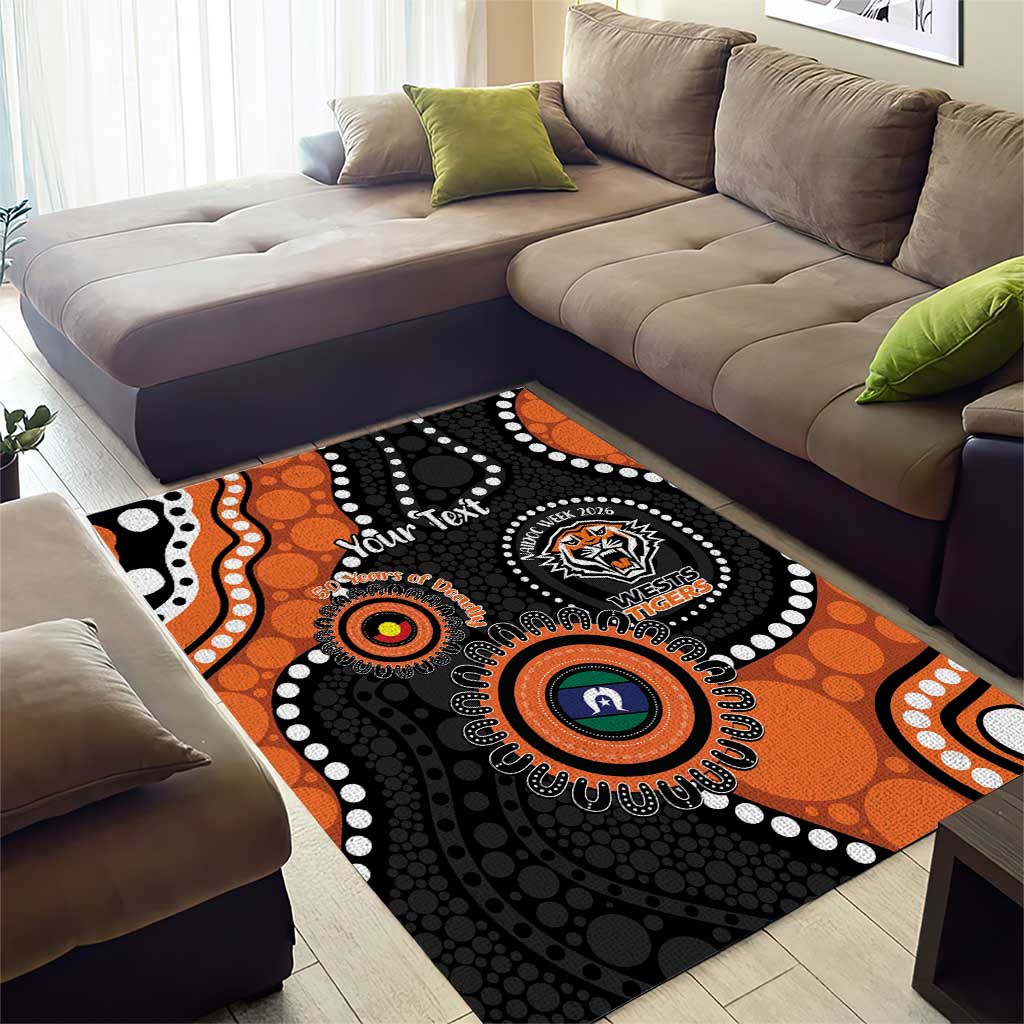 Tigers NAIDOC Week 2026 Personalised Area Rug 50 Years of Deadly Aboriginal Art