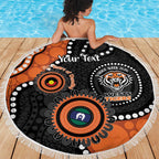 Tigers NAIDOC Week 2026 Personalised Beach Blanket 50 Years of Deadly Aboriginal Art