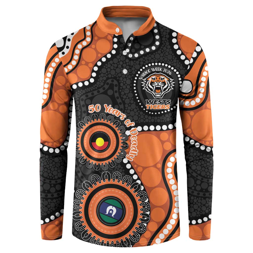 Tigers NAIDOC Week 2026 Personalised Button Sweatshirt 50 Years of Deadly Aboriginal Art