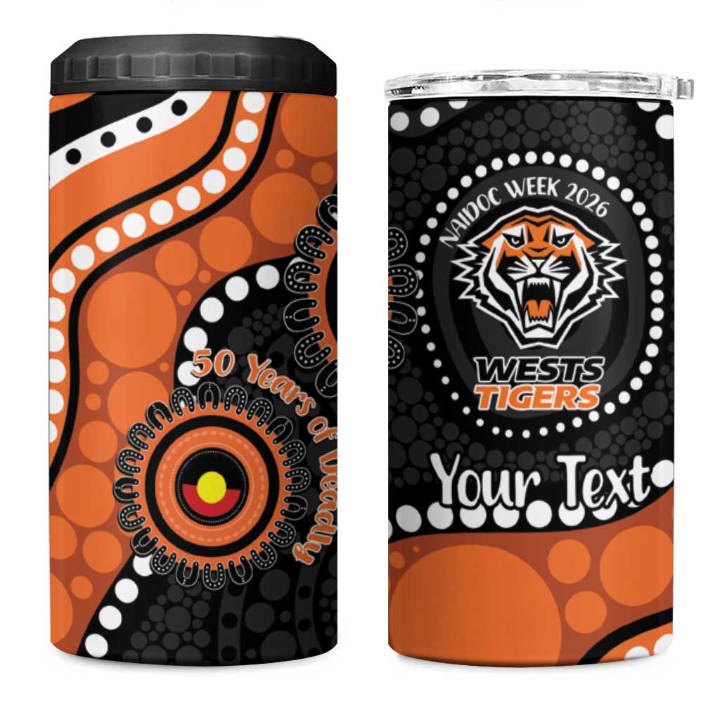 Tigers NAIDOC Week 2026 Personalised 4 in 1 Can Cooler Tumbler 50 Years of Deadly Aboriginal Art