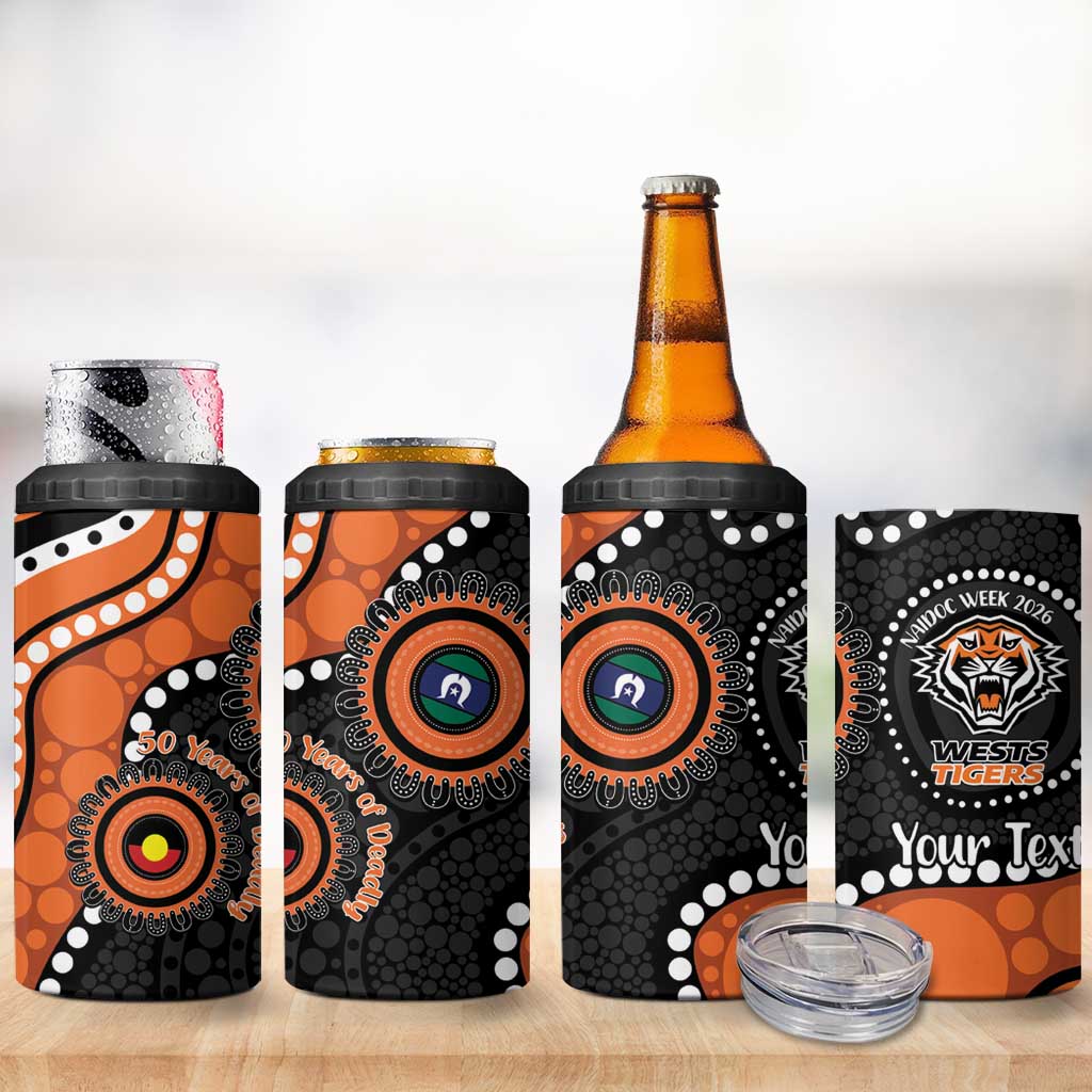 Tigers NAIDOC Week 2026 Personalised 4 in 1 Can Cooler Tumbler 50 Years of Deadly Aboriginal Art