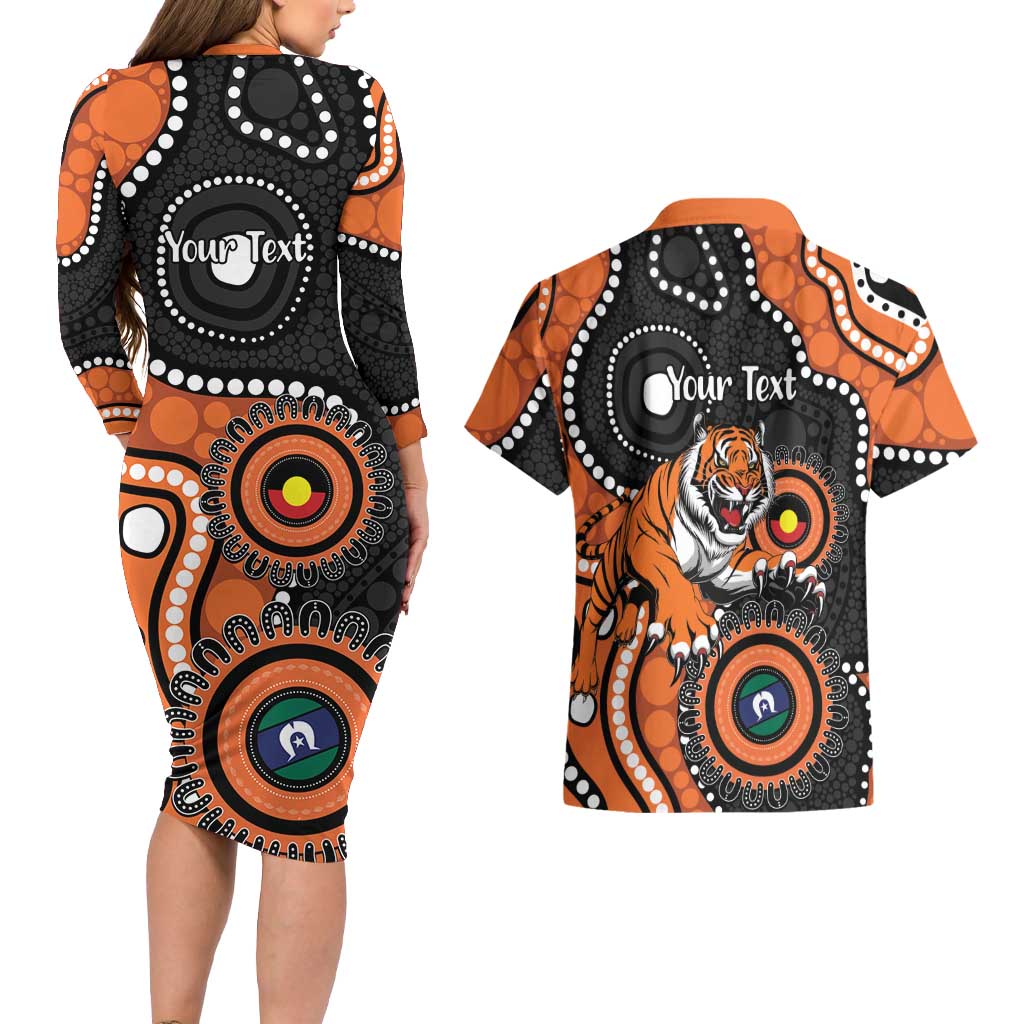 Tigers NAIDOC Week 2026 Personalised Couples Matching Long Sleeve Bodycon Dress and Hawaiian Shirt 50 Years of Deadly Aboriginal Art