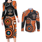 Tigers NAIDOC Week 2026 Personalised Couples Matching Long Sleeve Bodycon Dress and Long Sleeve Button Shirt 50 Years of Deadly Aboriginal Art