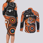 Tigers NAIDOC Week 2026 Personalised Couples Matching Long Sleeve Bodycon Dress and Long Sleeve Button Shirt 50 Years of Deadly Aboriginal Art