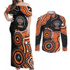 Tigers NAIDOC Week 2026 Personalised Couples Matching Off Shoulder Maxi Dress and Long Sleeve Button Shirt 50 Years of Deadly Aboriginal Art