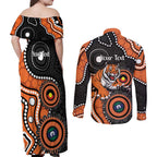 Tigers NAIDOC Week 2026 Personalised Couples Matching Off Shoulder Maxi Dress and Long Sleeve Button Shirt 50 Years of Deadly Aboriginal Art