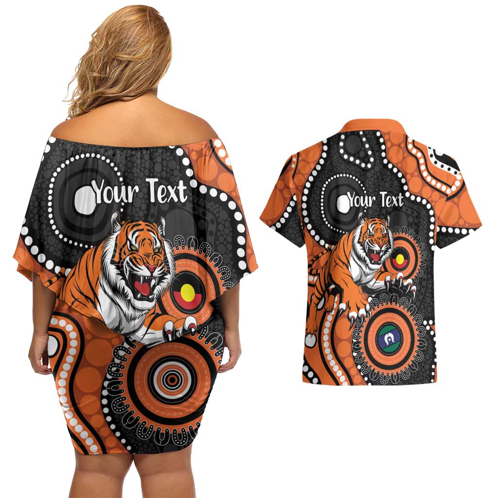 Tigers NAIDOC Week 2026 Personalised Couples Matching Off Shoulder Short Dress and Hawaiian Shirt 50 Years of Deadly Aboriginal Art