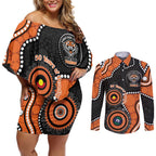 Tigers NAIDOC Week 2026 Personalised Couples Matching Off Shoulder Short Dress and Long Sleeve Button Shirt 50 Years of Deadly Aboriginal Art