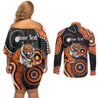 Tigers NAIDOC Week 2026 Personalised Couples Matching Off Shoulder Short Dress and Long Sleeve Button Shirt 50 Years of Deadly Aboriginal Art