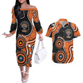 Tigers NAIDOC Week 2026 Personalised Couples Matching Off The Shoulder Long Sleeve Dress and Hawaiian Shirt 50 Years of Deadly Aboriginal Art