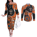 Tigers NAIDOC Week 2026 Personalised Couples Matching Off The Shoulder Long Sleeve Dress and Long Sleeve Button Shirt 50 Years of Deadly Aboriginal Art