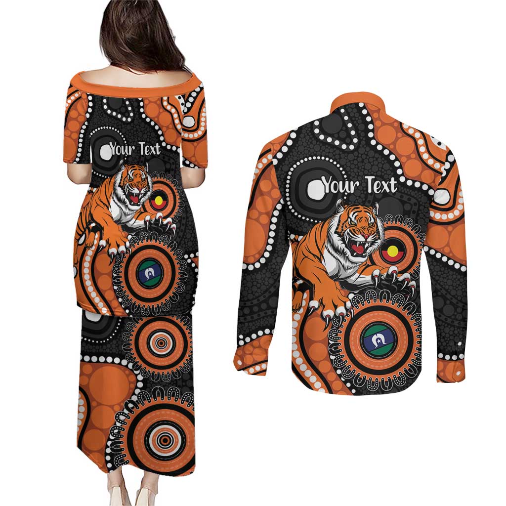 Tigers NAIDOC Week 2026 Personalised Couples Matching Puletasi and Long Sleeve Button Shirt 50 Years of Deadly Aboriginal Art