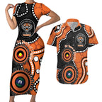 Tigers NAIDOC Week 2026 Personalised Couples Matching Short Sleeve Bodycon Dress and Hawaiian Shirt 50 Years of Deadly Aboriginal Art