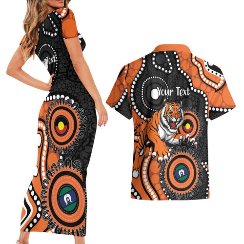 Tigers NAIDOC Week 2026 Personalised Couples Matching Short Sleeve Bodycon Dress and Hawaiian Shirt 50 Years of Deadly Aboriginal Art