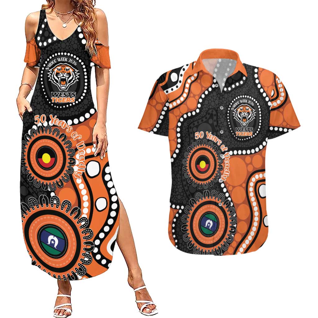 Tigers NAIDOC Week 2026 Personalised Couples Matching Summer Maxi Dress and Hawaiian Shirt 50 Years of Deadly Aboriginal Art