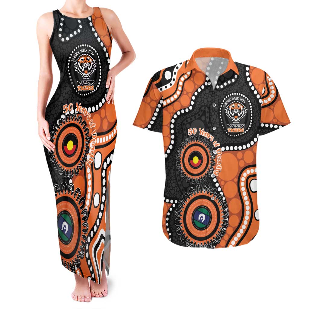 Tigers NAIDOC Week 2026 Personalised Couples Matching Tank Maxi Dress and Hawaiian Shirt 50 Years of Deadly Aboriginal Art