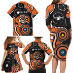 Tigers NAIDOC Week 2026 Personalised Family Matching Long Sleeve Bodycon Dress and Hawaiian Shirt 50 Years of Deadly Aboriginal Art