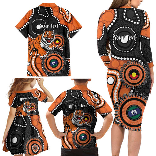 Tigers NAIDOC Week 2026 Personalised Family Matching Long Sleeve Bodycon Dress and Hawaiian Shirt 50 Years of Deadly Aboriginal Art