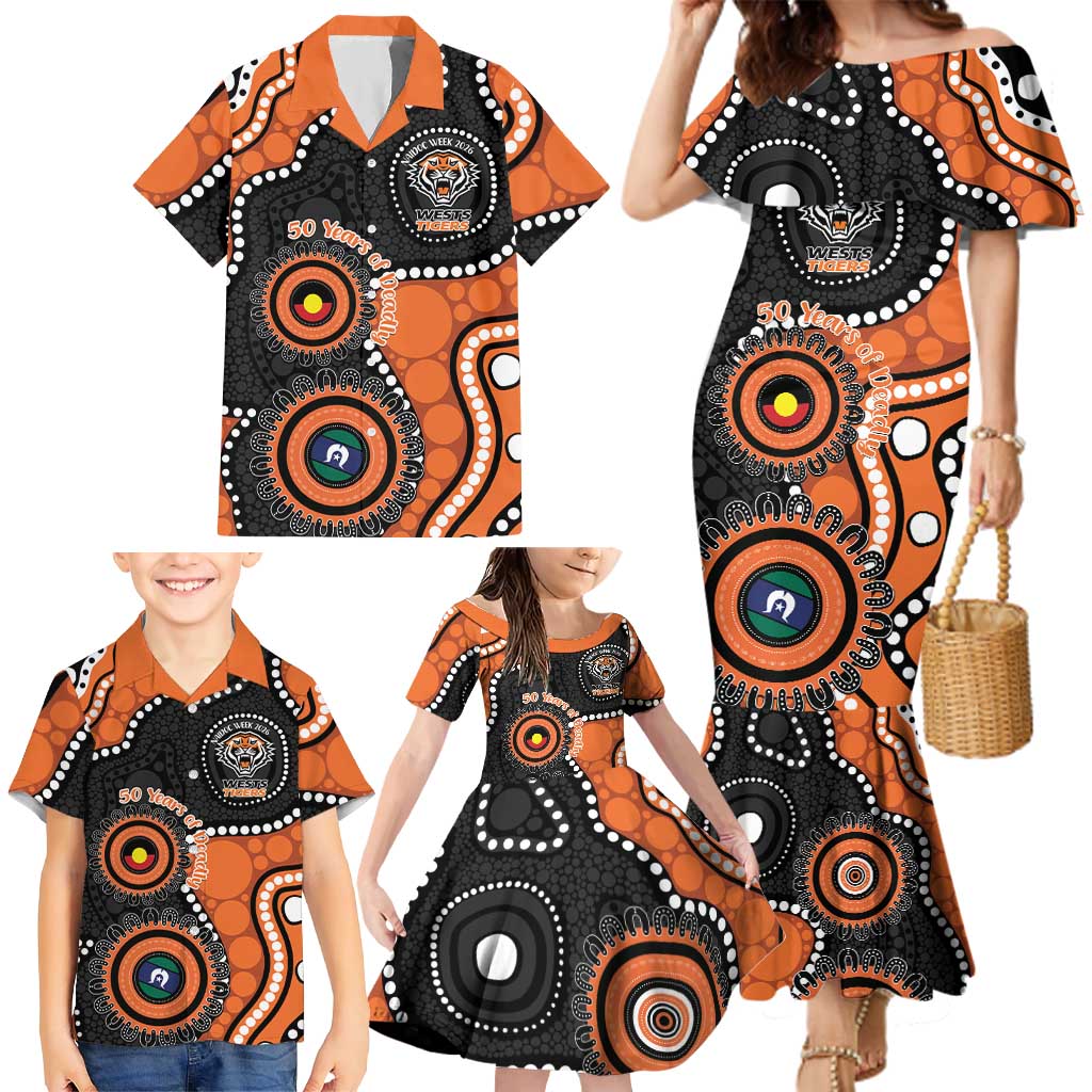 Tigers NAIDOC Week 2026 Personalised Family Matching Mermaid Dress and Hawaiian Shirt 50 Years of Deadly Aboriginal Art