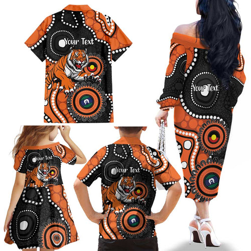 Tigers NAIDOC Week 2026 Personalised Family Matching Off The Shoulder Long Sleeve Dress and Hawaiian Shirt 50 Years of Deadly Aboriginal Art