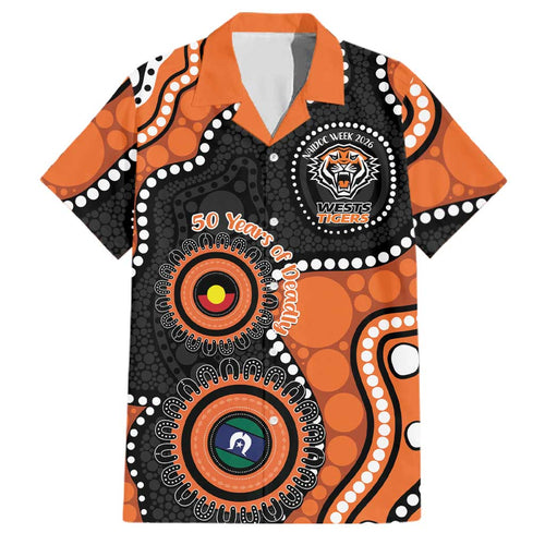 Tigers NAIDOC Week 2026 Personalised Family Matching Off The Shoulder Long Sleeve Dress and Hawaiian Shirt 50 Years of Deadly Aboriginal Art