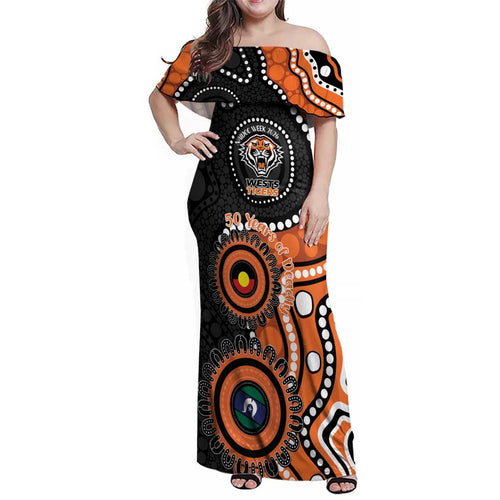 Tigers NAIDOC Week 2026 Personalised Family Matching Off Shoulder Maxi Dress and Hawaiian Shirt 50 Years of Deadly Aboriginal Art