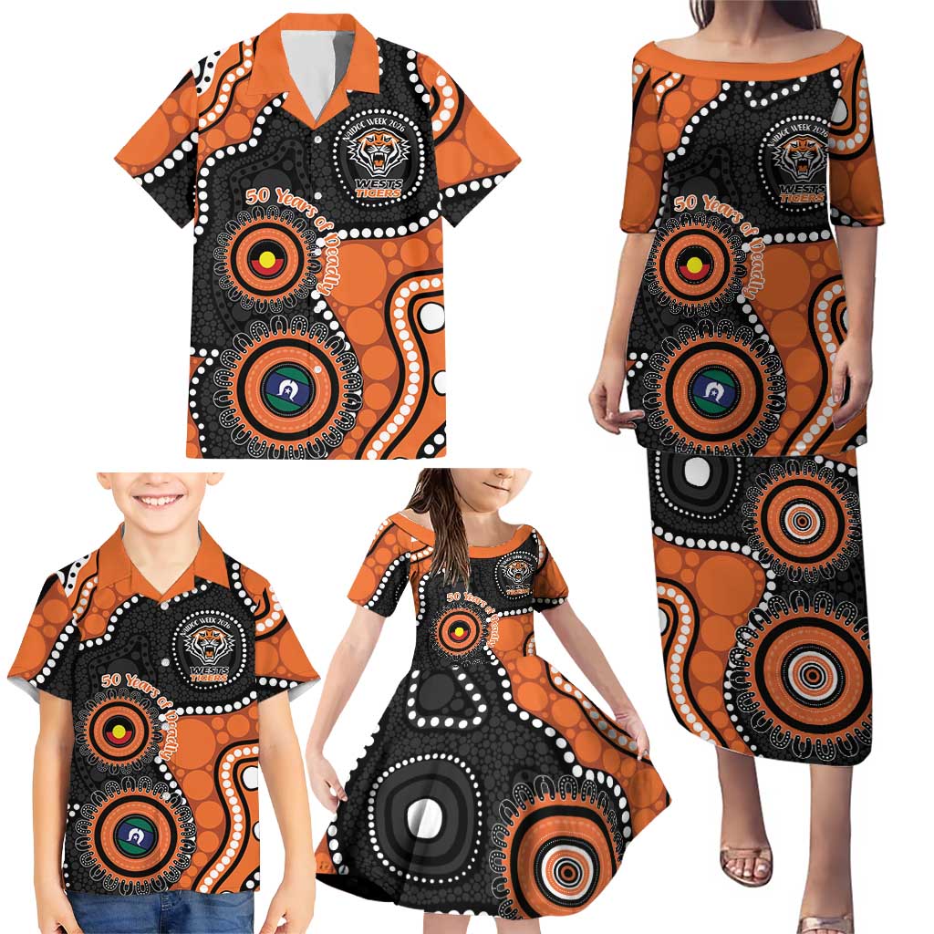 Tigers NAIDOC Week 2026 Personalised Family Matching Puletasi and Hawaiian Shirt 50 Years of Deadly Aboriginal Art