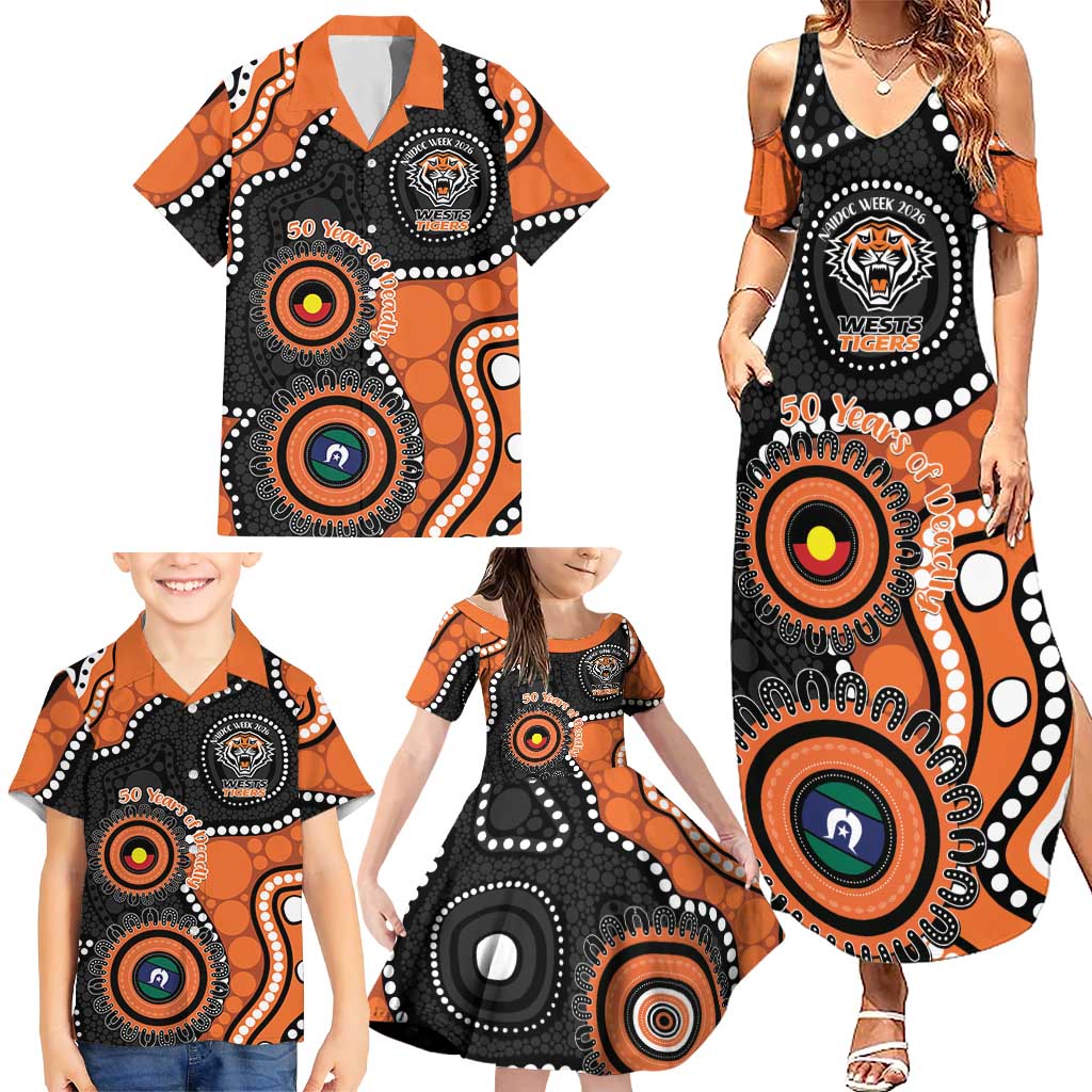 Tigers NAIDOC Week 2026 Personalised Family Matching Summer Maxi Dress and Hawaiian Shirt 50 Years of Deadly Aboriginal Art