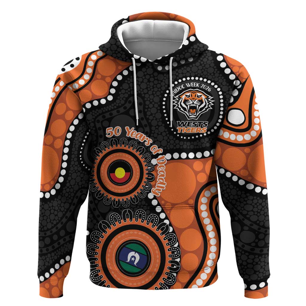 Tigers NAIDOC Week 2026 Personalised Hoodie 50 Years of Deadly Aboriginal Art