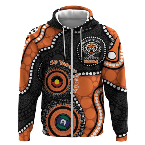 Tigers NAIDOC Week 2026 Personalised Hoodie 50 Years of Deadly Aboriginal Art