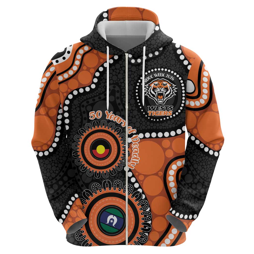 Tigers NAIDOC Week 2026 Personalised Hoodie 50 Years of Deadly Aboriginal Art