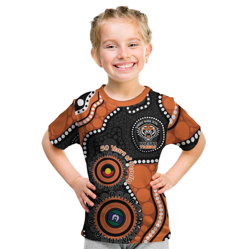 Tigers NAIDOC Week 2026 Personalised Kid T Shirt 50 Years of Deadly Aboriginal Art