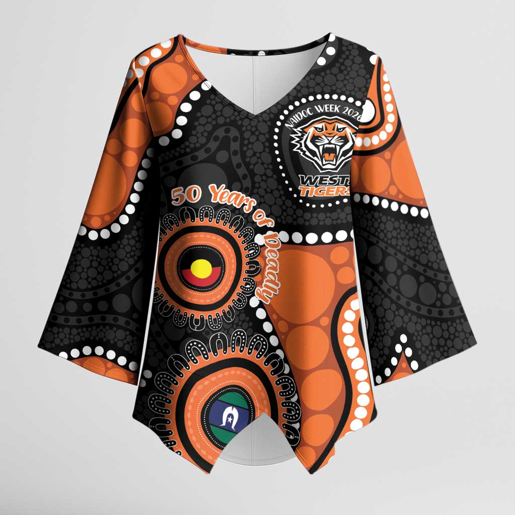 Tigers NAIDOC Week 2026 Personalised Kimono Sleeve Blouse 50 Years of Deadly Aboriginal Art