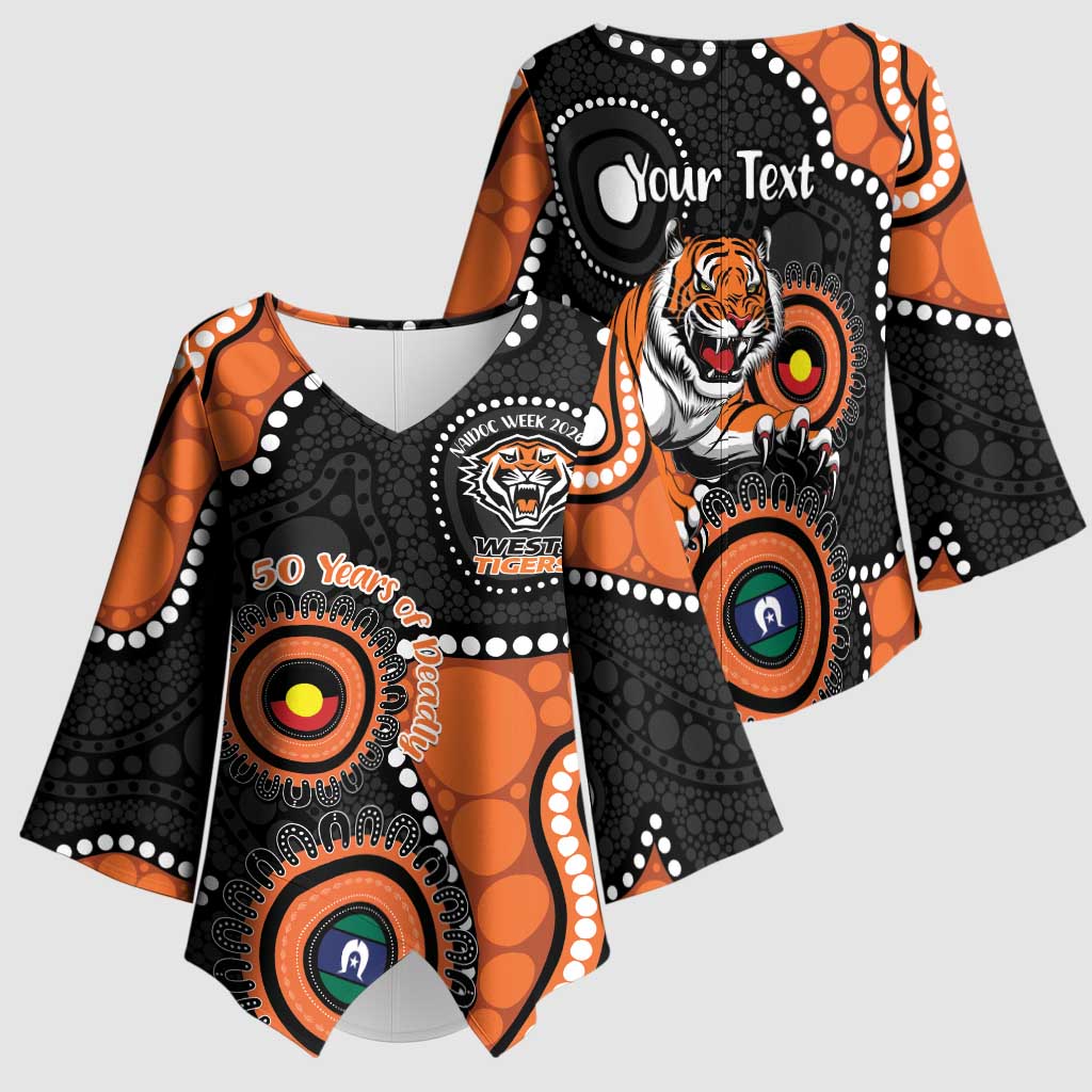 Tigers NAIDOC Week 2026 Personalised Kimono Sleeve Blouse 50 Years of Deadly Aboriginal Art
