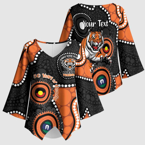 Tigers NAIDOC Week 2026 Personalised Kimono Sleeve Blouse 50 Years of Deadly Aboriginal Art