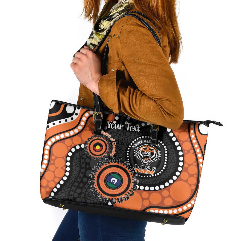 Tigers NAIDOC Week 2026 Personalised Leather Tote Bag 50 Years of Deadly Aboriginal Art