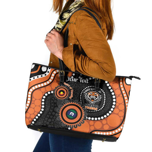 Tigers NAIDOC Week 2026 Personalised Leather Tote Bag 50 Years of Deadly Aboriginal Art